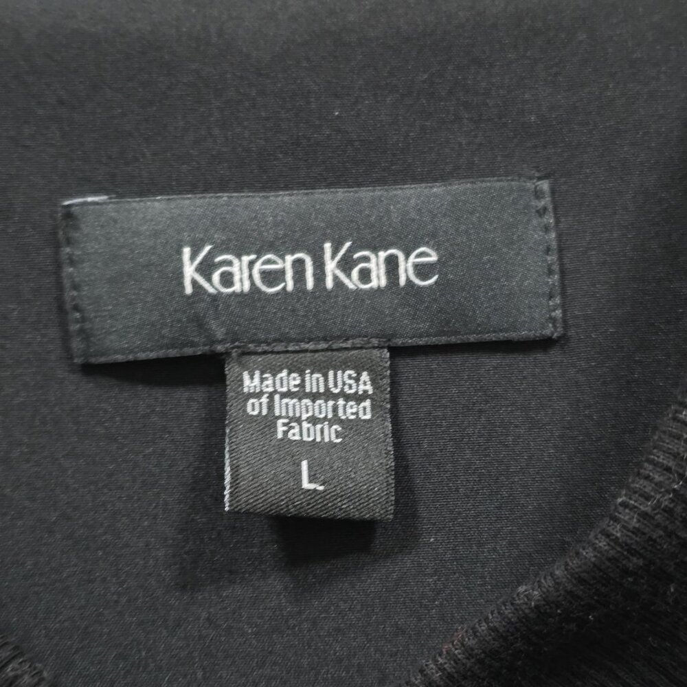 Karen Kane Floral Embroidered Bomber Jacket Womens L Black LS Zip Pockets Lined - Picture 3 of 16